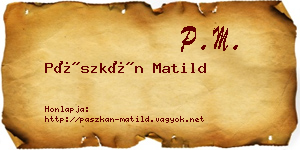 Pászkán Matild névjegykártya